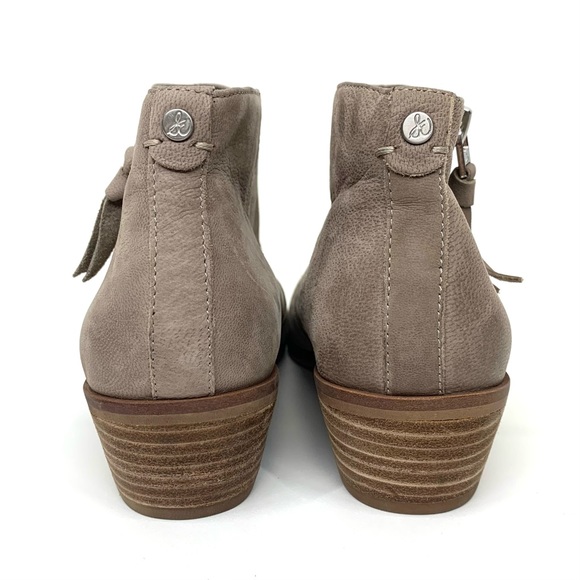 Sam Edelman Gray Leather Round Toe Western Bootie With Zipper Pull Ankle Sz 6 - Picture 6 of 13